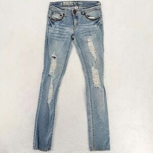 Mossimo Supply Co VTG Distressed Studded Low Rise Jeans Light Wash  Size 3
